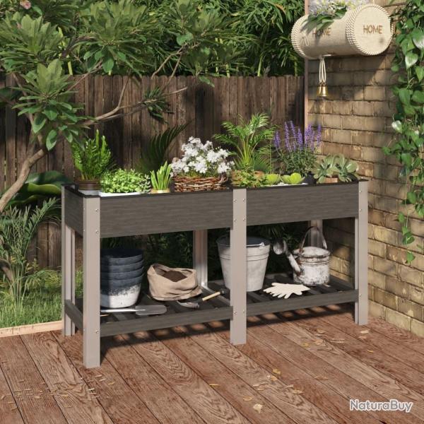 Lit sur�lev� de jardin avec �tag�re Gris 150x50x75 cm WPC