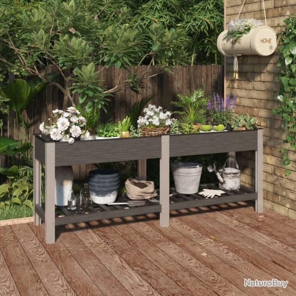 Lit sur�lev� de jardin avec �tag�re Gris 200x50x75 cm WPC
