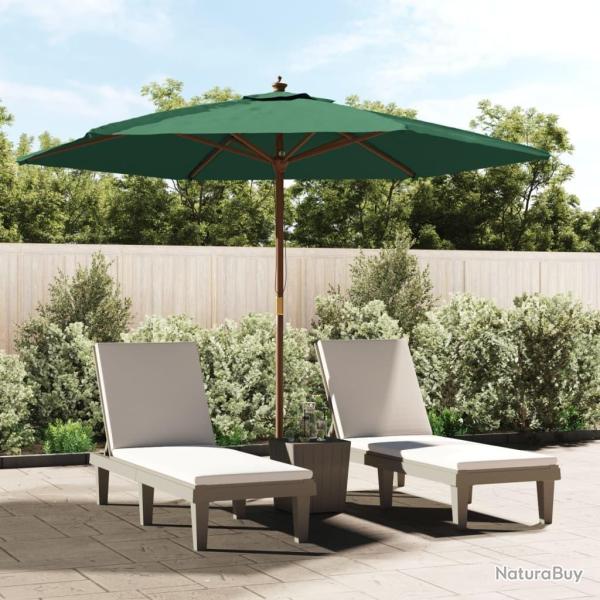 Parasol de jardin avec m�t en bois vert 299x240 cm
