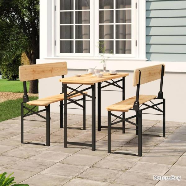 Ensemble de tables � bi�re pliantes 3 pcs bois massif de sapin