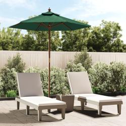 Parasol de jardin avec m&acirc;t en bois vert 196x231 cm