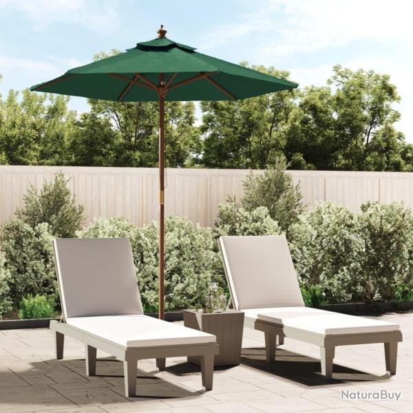 Parasol de jardin avec m�t en bois vert 196x231 cm