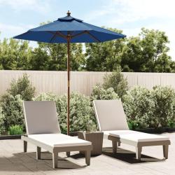 Parasol de jardin avec m&acirc;t en bois bleu azur&eacute; 196x231 cm