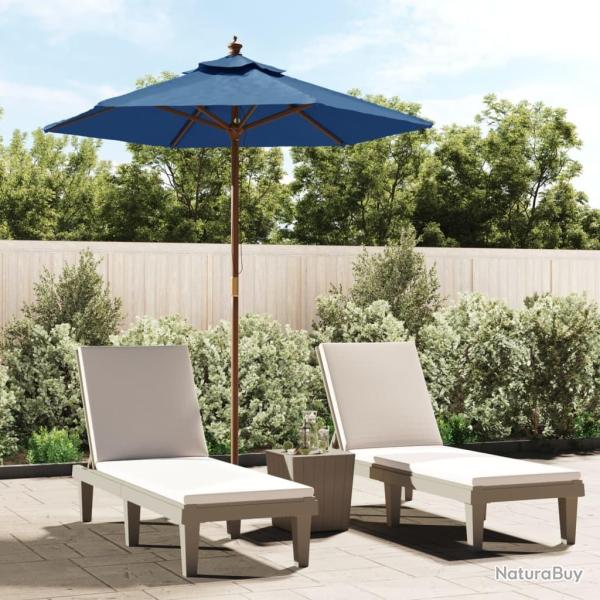 Parasol de jardin avec m�t en bois bleu azur� 196x231 cm