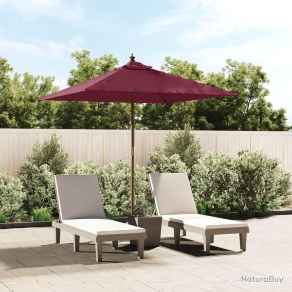 Parasol de jardin avec m�t en bois rouge bordeaux 198x198x231cm