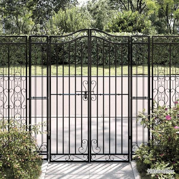 Portail de jardin noir 121x8x150 cm fer forg�