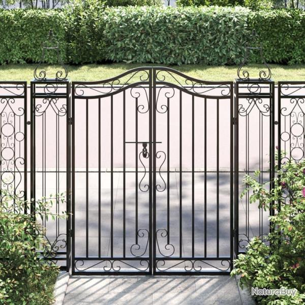 Portail de jardin noir 121x8x120 cm fer forg�