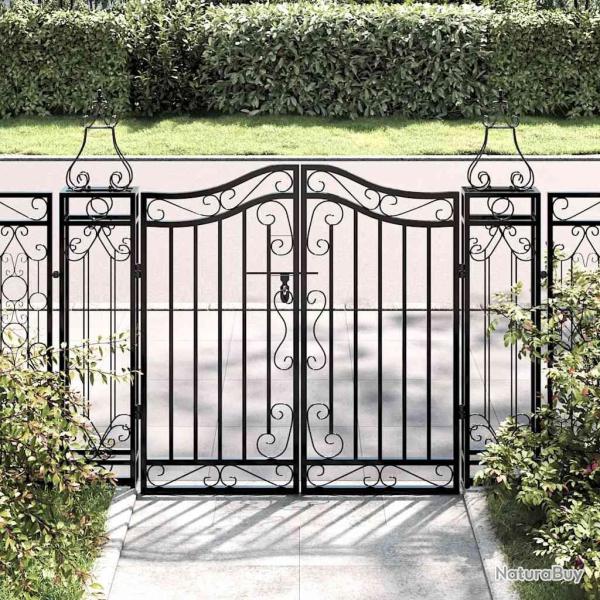 Portail de jardin noir 121x8x100 cm fer forg�