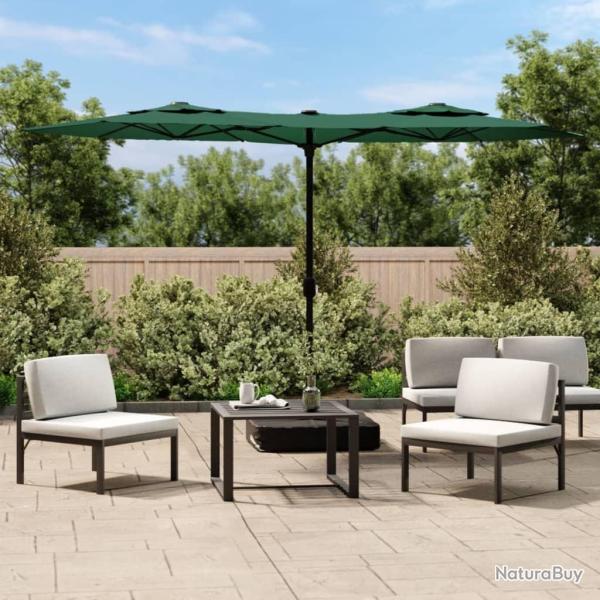 Parasol de jardin � double t�te vert 316x145 cm