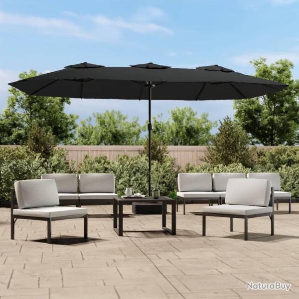 Parasol de jardin � double t�te avec LED noir 449x265 cm