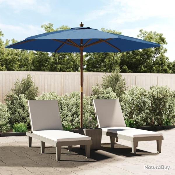 Parasol de jardin avec m�t en bois bleu azur� 299x240 cm