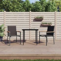 Chaises de jardin lot de 2 noir 55x61,5x90cm textil&egrave;ne et acier