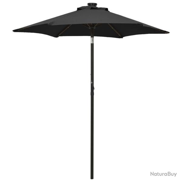 Parasol de jardin avec lumi�res LED noir 200x211 cm aluminium