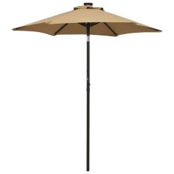 Parasol de jardin avec lumi&egrave;res LED taupe 200x211 cm aluminium
