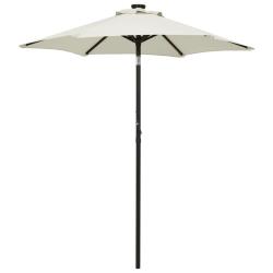 Parasol avec lumi&egrave;res LED sable 200x211 cm aluminium