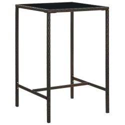 Table de bar de jardin Marron 70x70x110 cm R&eacute;sine tress&eacute;e verre