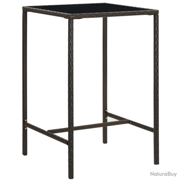 Table de bar de jardin Marron 70x70x110 cm R�sine tress�e verre