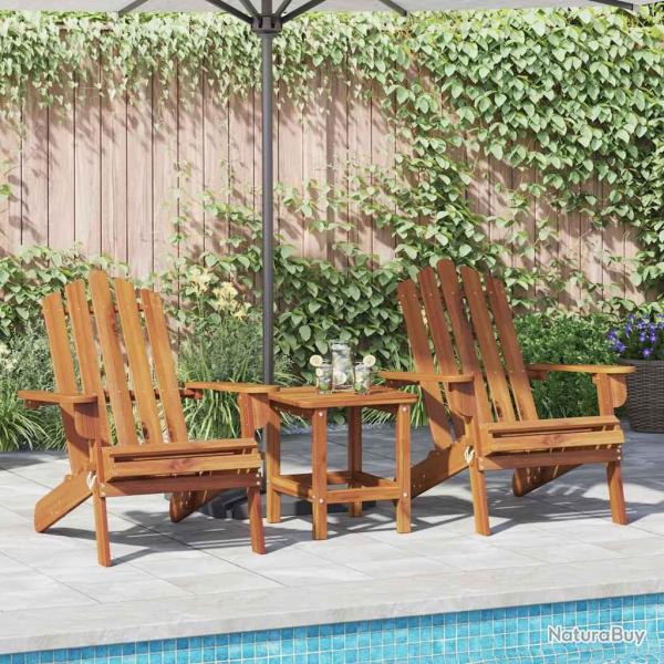 Chaises Adirondack de jardin lot de 2 Bois massif d'acacia