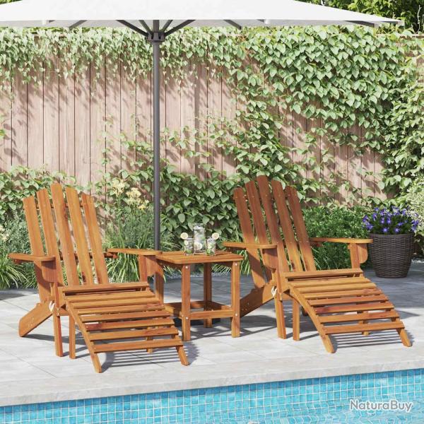 Chaises Adirondack de jardin repose-pieds lot de 2 Bois acacia