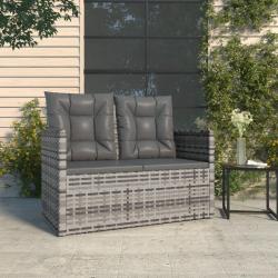 Banc de jardin avec coussins Gris 105 cm R&eacute;sine tress&eacute;e