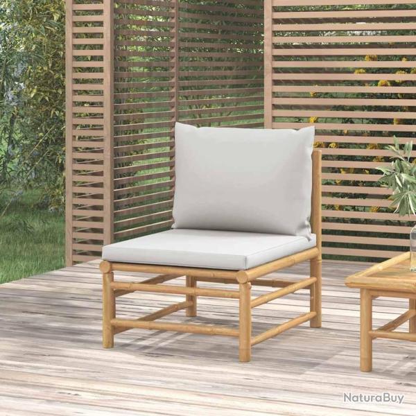Canap� central de jardin avec coussins gris clair bambou