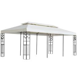 Belv&eacute;d&egrave;re &agrave; double toit blanc 6x3 m acier