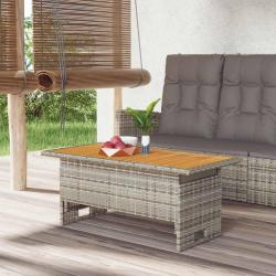 Table de jardin gris 100x50x43/63 cm acacia et r&eacute;sine tress&eacute;e