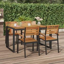 Chaises de jardin empilables lot de 4 bois d'acacia et m&eacute;tal