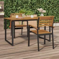Chaises de jardin empilables lot de 2 bois d'acacia et m&eacute;tal