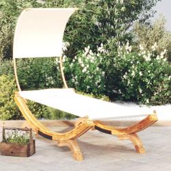 Lit repos avec auvent 100x200x126 cm Bois courb&eacute; massif Cr&egrave;me