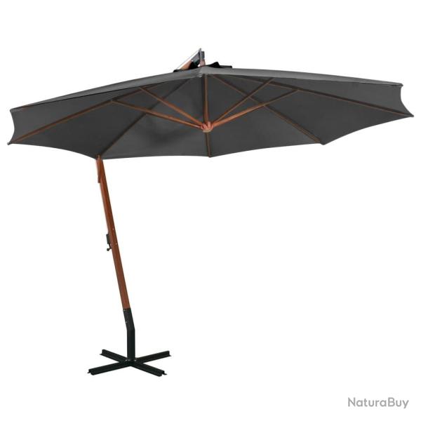 Parasol de jardin suspendu avec m�t anthracite bois de sapin
