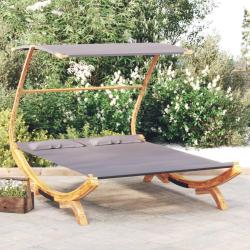 Lit repos et auvent 165x203x138cm Bois courb&eacute; massif Anthracite
