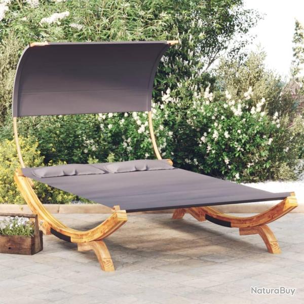 Lit repos et auvent 165x203x126 cm Bois courb� Anthracite