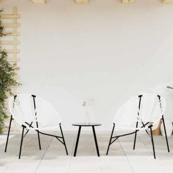 Lot de 3 Chaise de jardin noir et blanc r&eacute;sine tress&eacute;e