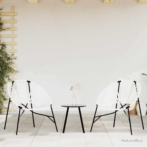 Lot de 3 Chaise de jardin noir et blanc r�sine tress�e