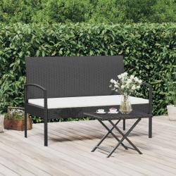 Banc de jardin avec coussin noir 105 cm r&eacute;sine tress&eacute;e