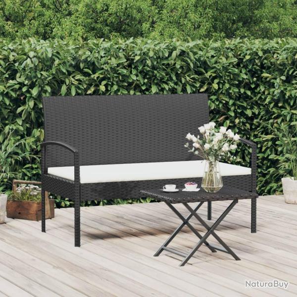 Banc de jardin avec coussin noir 105 cm r�sine tress�e