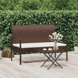Banc de jardin avec coussin marron 105 cm r&eacute;sine tress&eacute;e