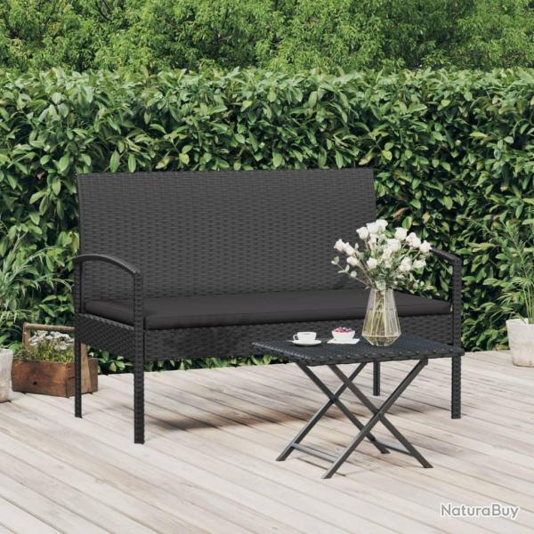 Banc de jardin avec coussin noir 105 cm r�sine tress�e