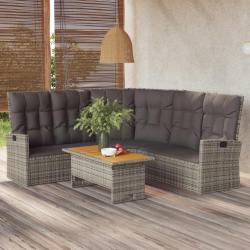 Salon de jardin 2 pcs avec coussins Gris R&eacute;sine tress&eacute;e