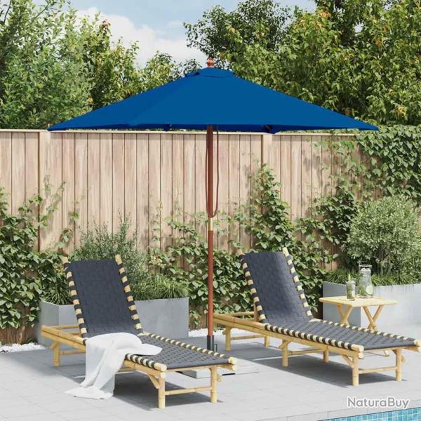 Parasol de jardin avec m�t en bois bleu 150x200 cm