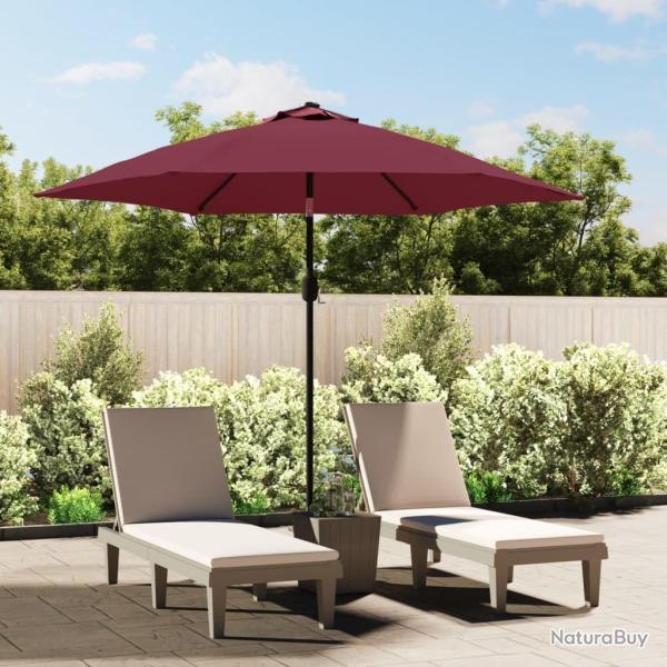 Parasol de jardin avec lumi�res LED m�t en acier rouge bordeaux