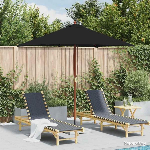 Parasol de jardin avec m�t en bois noir 150x200 cm
