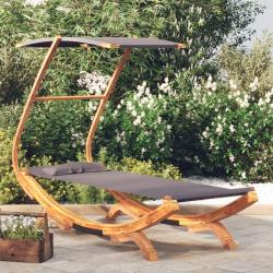 Lit repos et auvent 100x190x134cm Bois courb&eacute; massif Anthracite