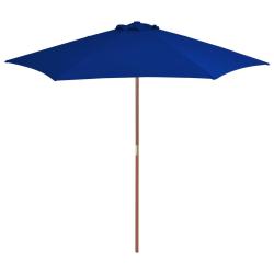 Parasol de jardin avec m&acirc;t en bois bleu 270 cm