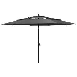 Parasol de jardin &agrave; 3 niveaux avec m&acirc;t en aluminium anthracite