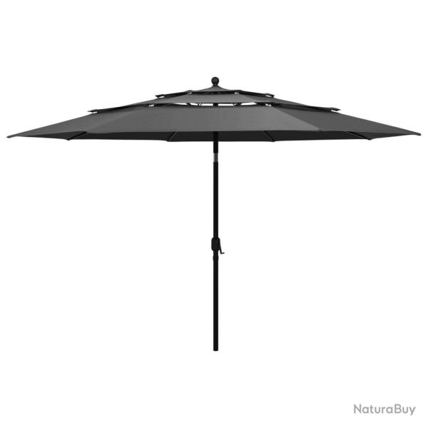 Parasol de jardin � 3 niveaux avec m�t en aluminium anthracite