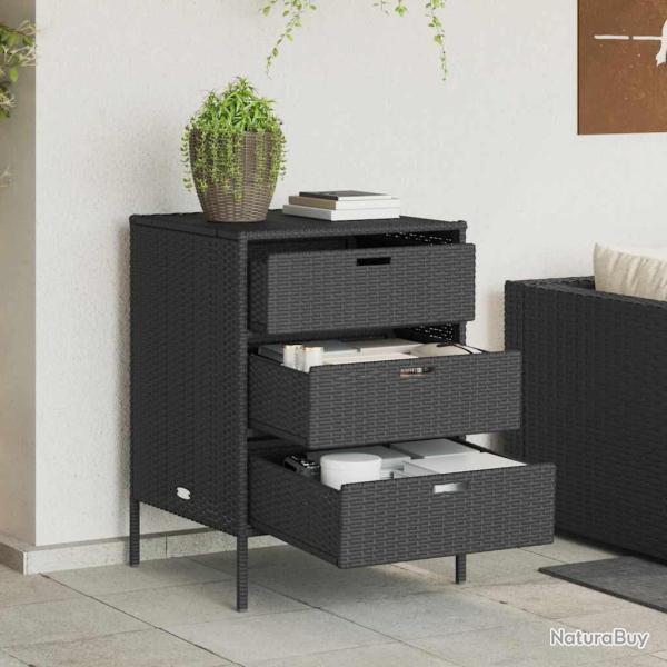 Armoire de rangement de jardin noir 55x59x80 cm r�sine tress�e