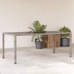 Table de jardin dessus en verre Gris 190x90x75cm R&eacute;sine tress&eacute;e