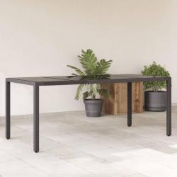 Table de jardin dessus en verre Noir 190x90x75cm R&eacute;sine tress&eacute;e